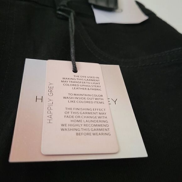 Happily Grey Black Denim/Jean Mini Skirt Front Slit NWT 7/27 - Picture 3 of 11